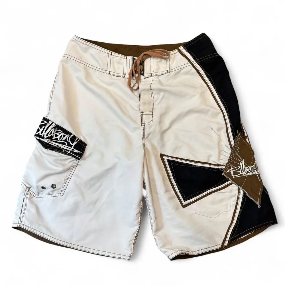 y2k billabong surf cargo board shorts 2000s swim contrast stitching size 30